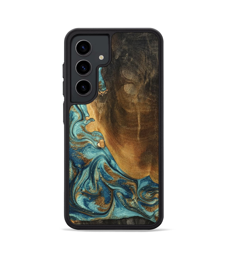 Galaxy S24 Wood Phone Case - Linwood (Teal & Gold, 801455)