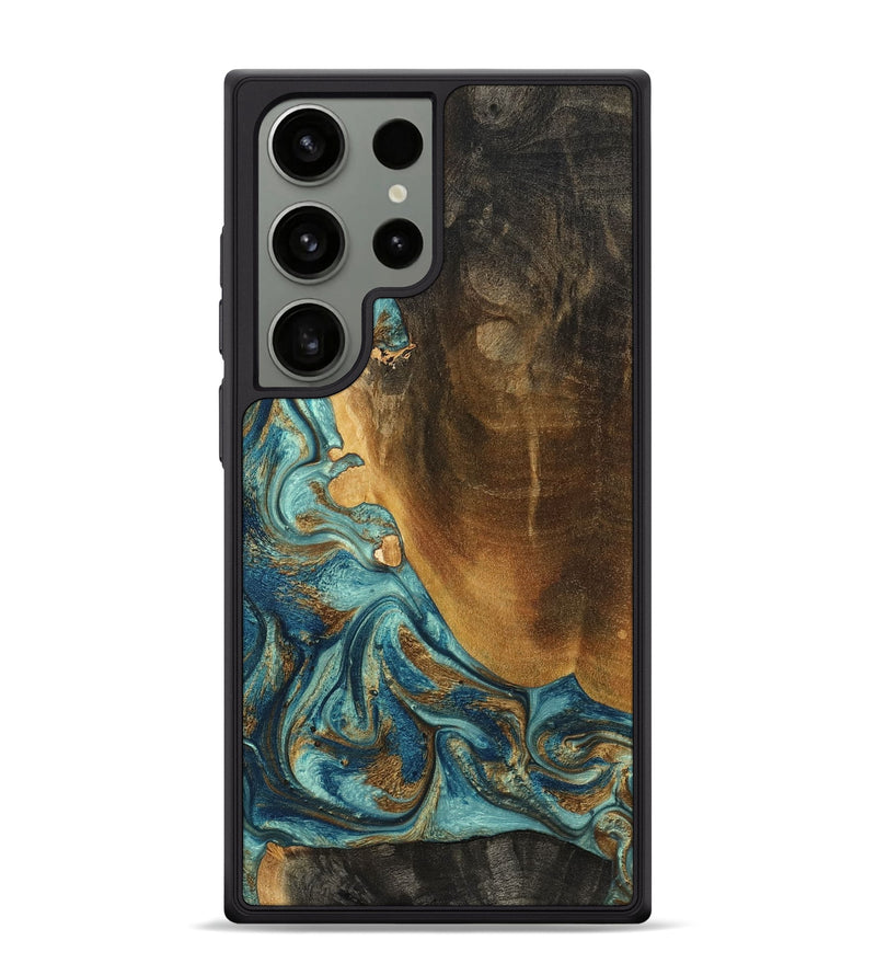 Galaxy S24 Ultra Wood Phone Case - Linwood (Teal & Gold, 801455)