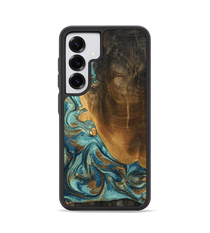 Galaxy S25 Wood Phone Case - Linwood (Teal & Gold, 801455)