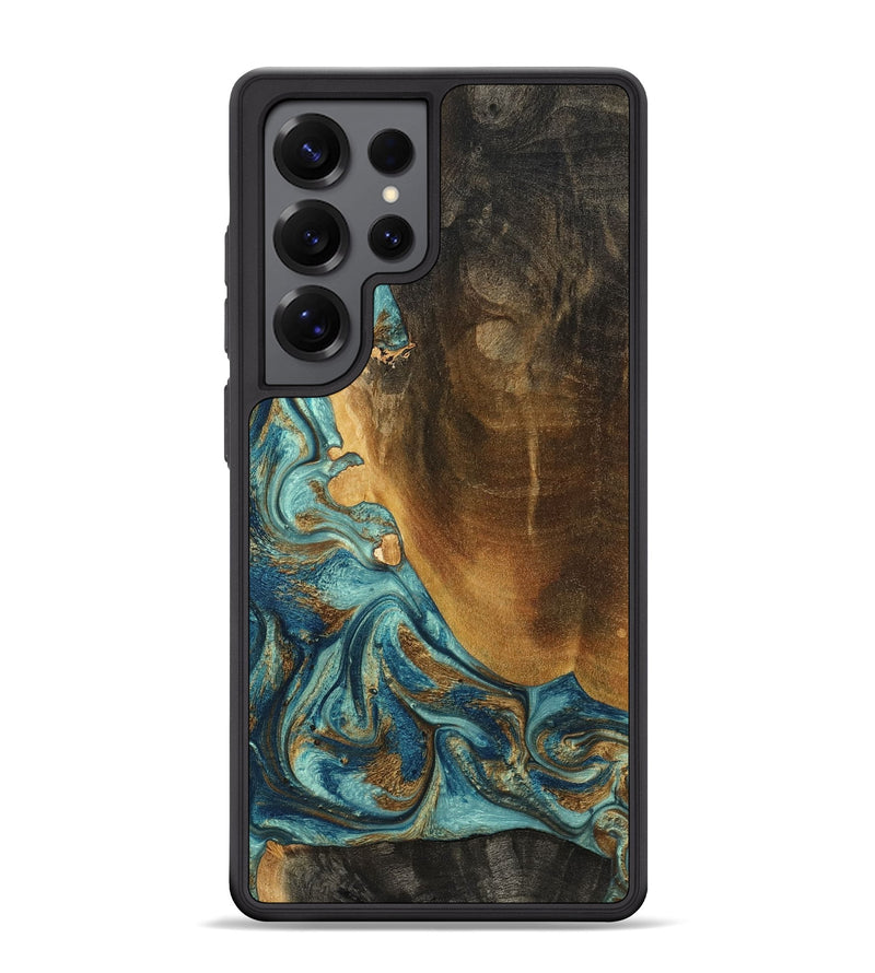 Galaxy S25 Ultra Wood Phone Case - Linwood (Teal & Gold, 801455)