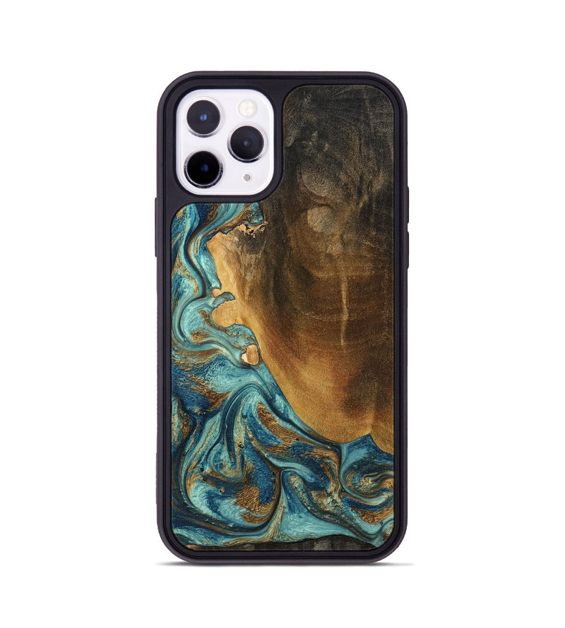 iPhone 11 Pro Wood Phone Case - Linwood (Teal & Gold, 801455)
