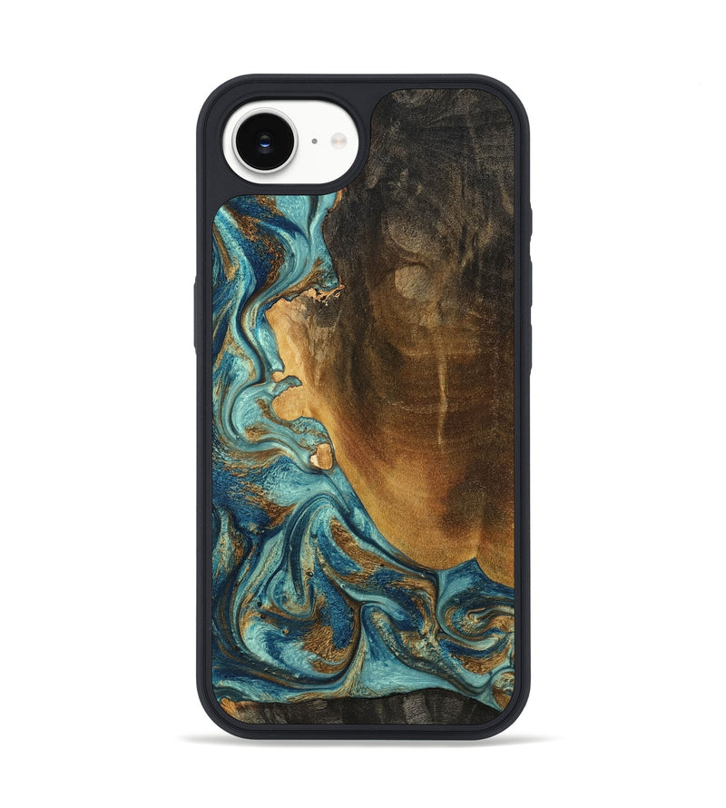 iPhone 16e Wood Phone Case - Linwood (Teal & Gold, 801455)