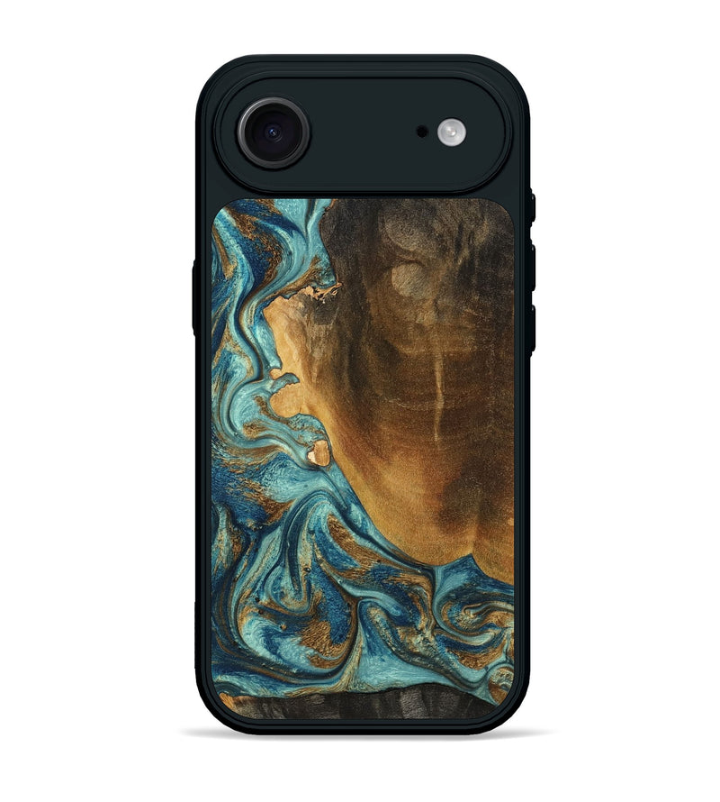 iPhone 17 Air Wood Phone Case - Linwood (Teal & Gold, 801455)