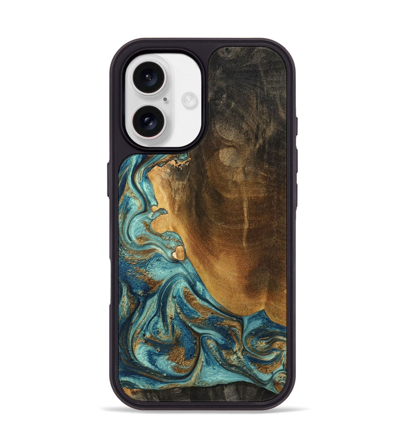 iPhone 17 Wood Phone Case - Linwood (Teal & Gold, 801455)