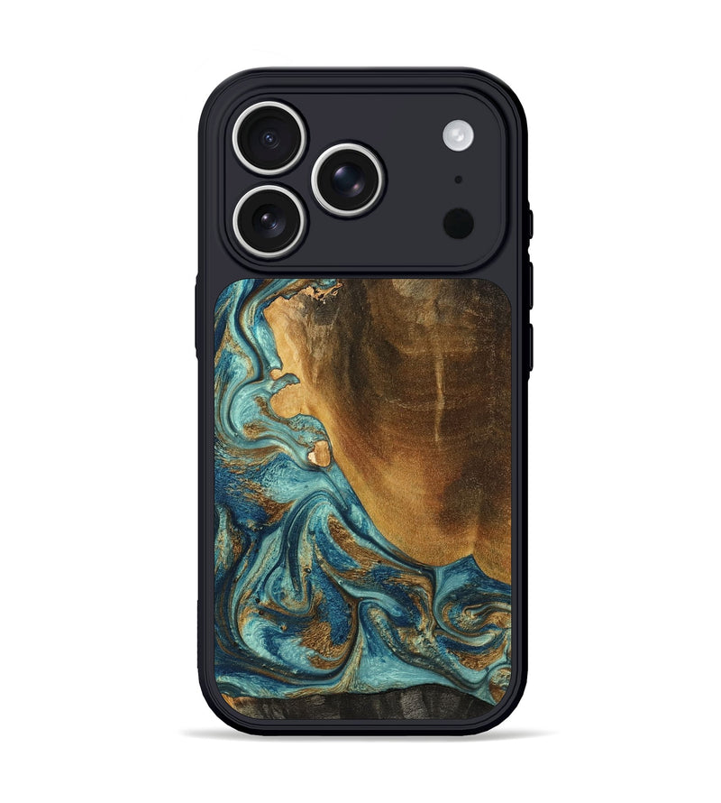 iPhone 17 Pro Wood Phone Case - Linwood (Teal & Gold, 801455)