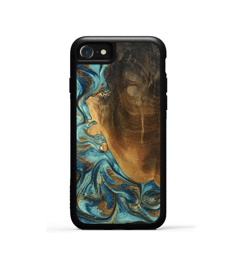 iPhone SE Wood Phone Case - Linwood (Teal & Gold, 801455)
