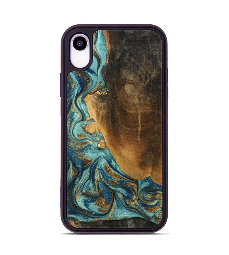 iPhone Xr Wood Phone Case - Linwood (Teal & Gold, 801455)