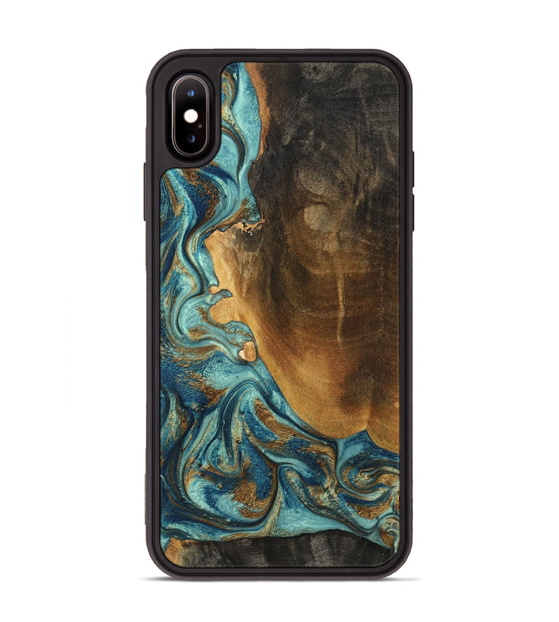 iPhone Xs Max Wood Phone Case - Linwood (Teal & Gold, 801455)