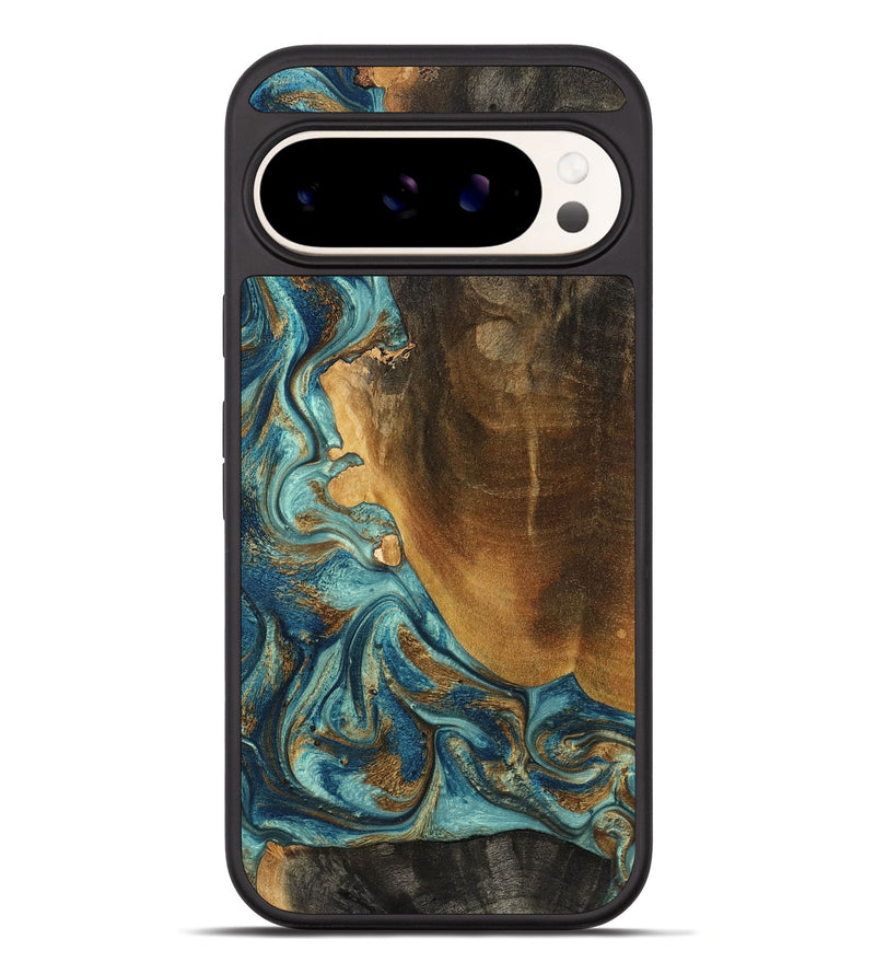 Pixel 10 Pro XL Wood Phone Case - Linwood (Teal & Gold, 801455)