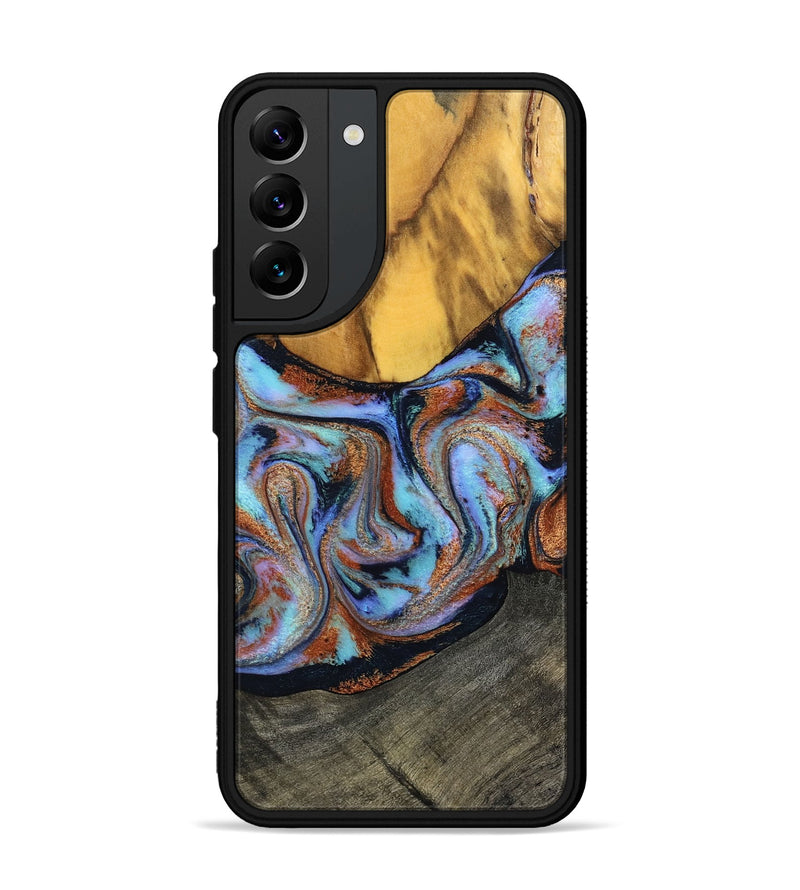 Galaxy S22 Plus Wood Phone Case - Devonte (Teal & Gold, 801456)