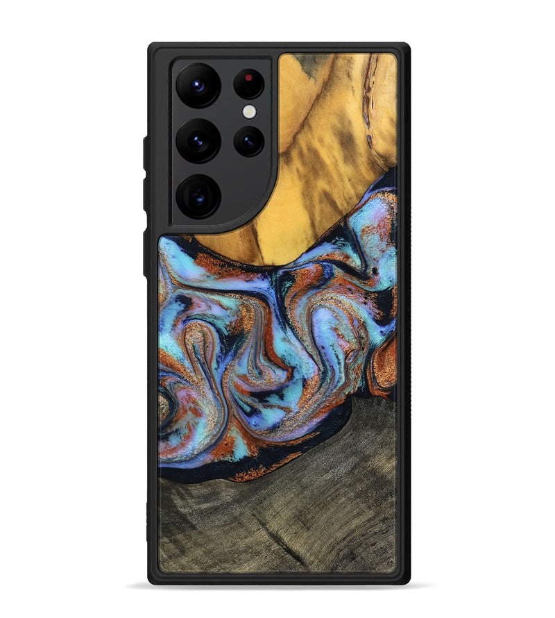 Galaxy S22 Ultra Wood Phone Case - Devonte (Teal & Gold, 801456)