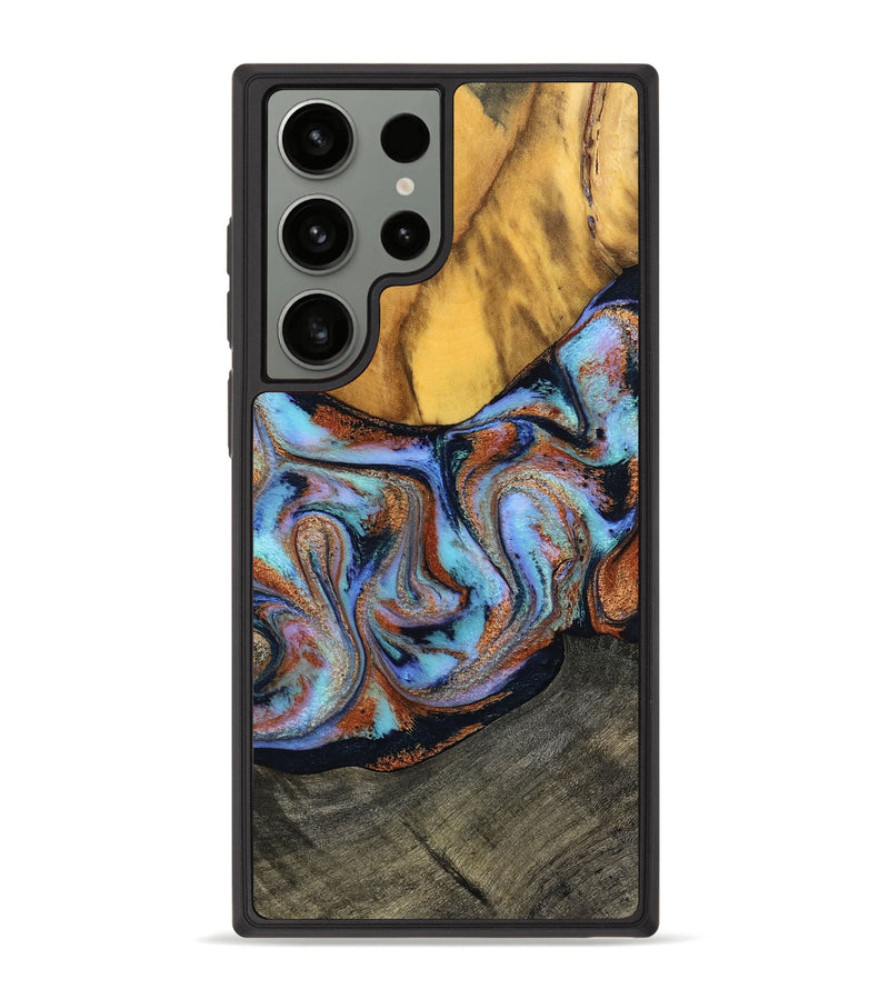 Galaxy S23 Ultra Wood Phone Case - Devonte (Teal & Gold, 801456)
