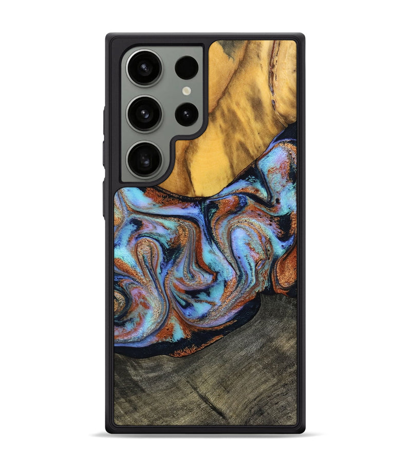 Galaxy S24 Ultra Wood Phone Case - Devonte (Teal & Gold, 801456)