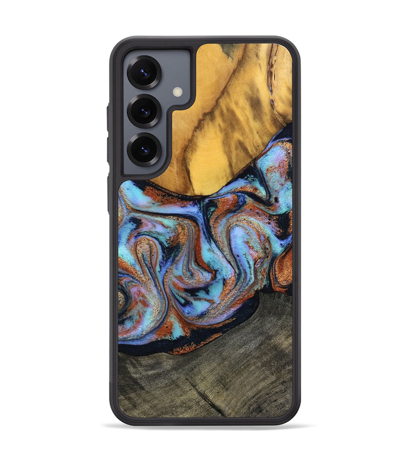 Galaxy S25 Plus Wood Phone Case - Devonte (Teal & Gold, 801456)