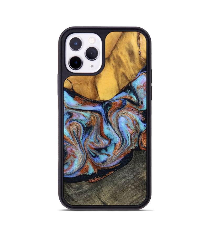 iPhone 11 Pro Wood Phone Case - Devonte (Teal & Gold, 801456)