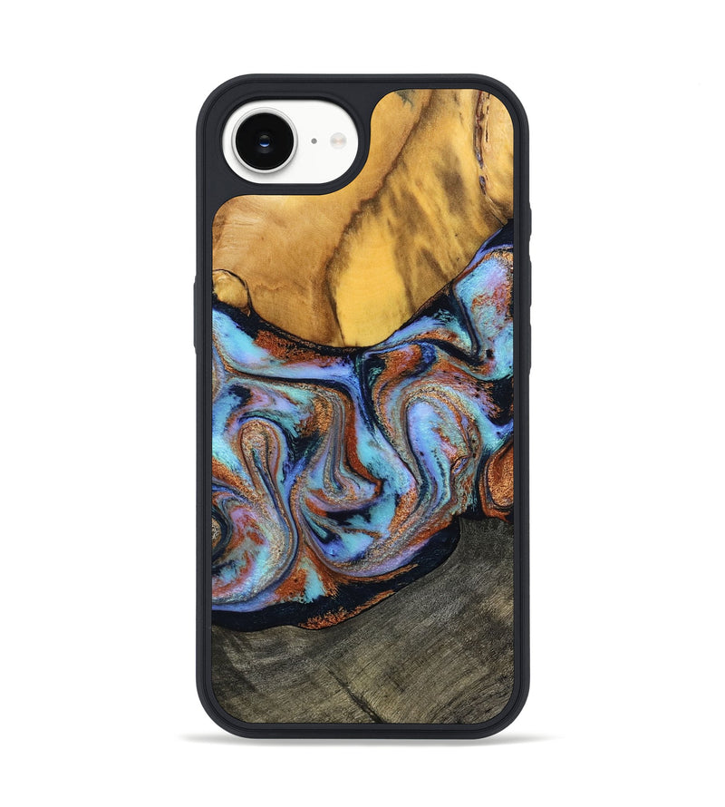 iPhone 16e Wood Phone Case - Devonte (Teal & Gold, 801456)