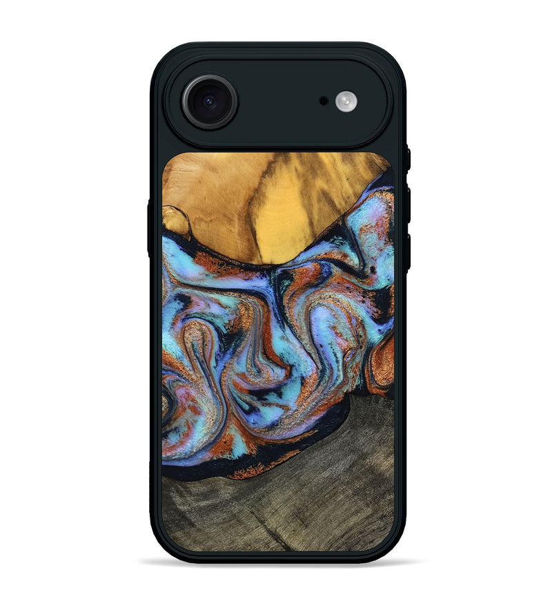 iPhone 17 Air Wood Phone Case - Devonte (Teal & Gold, 801456)