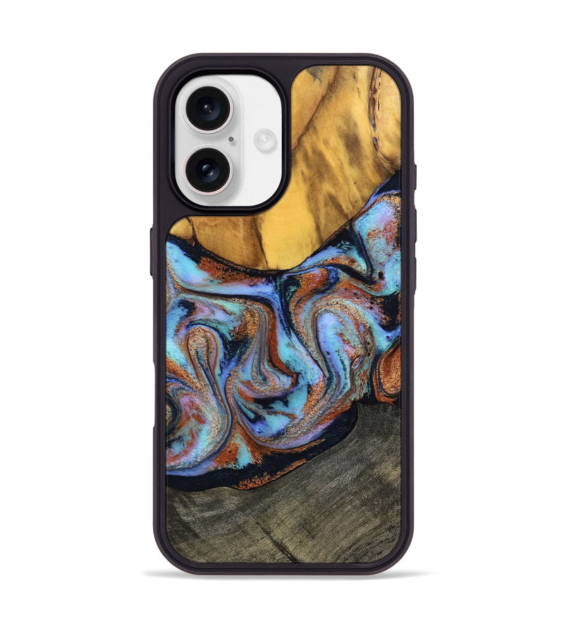 iPhone 17 Wood Phone Case - Devonte (Teal & Gold, 801456)