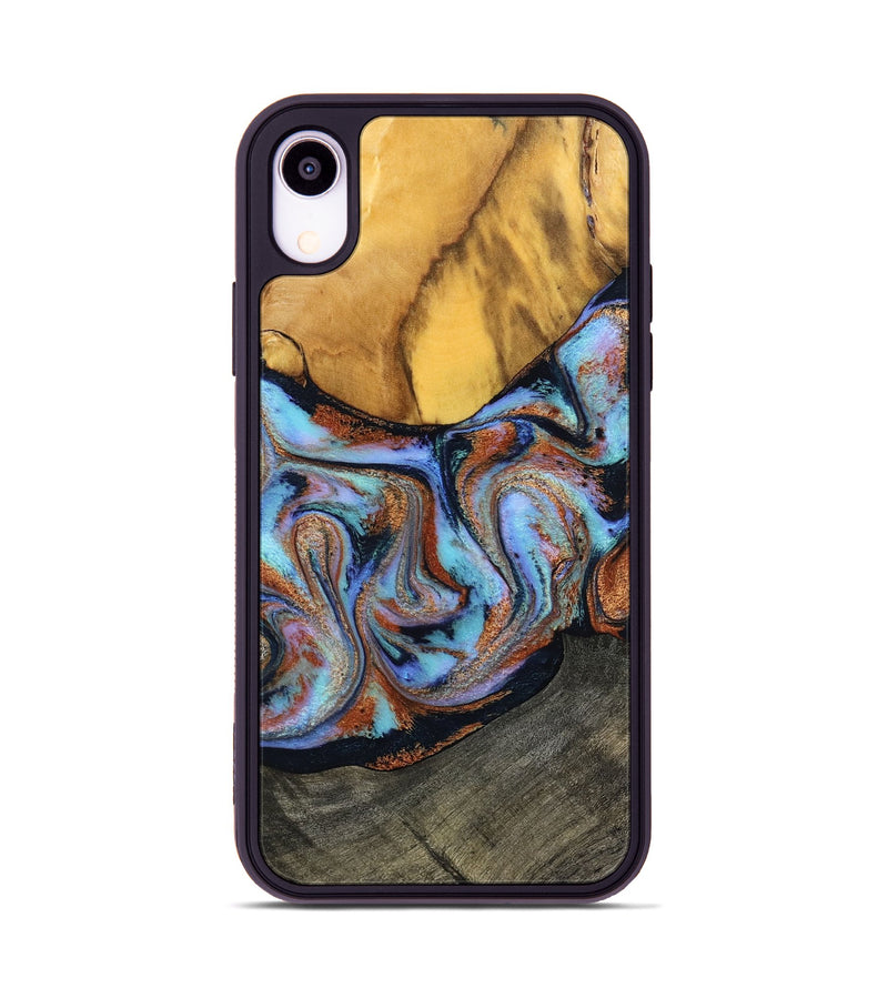 iPhone Xr Wood Phone Case - Devonte (Teal & Gold, 801456)