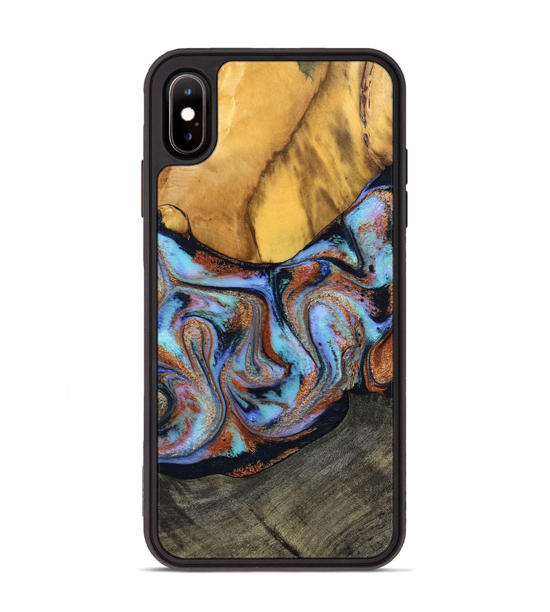 iPhone Xs Max Wood Phone Case - Devonte (Teal & Gold, 801456)