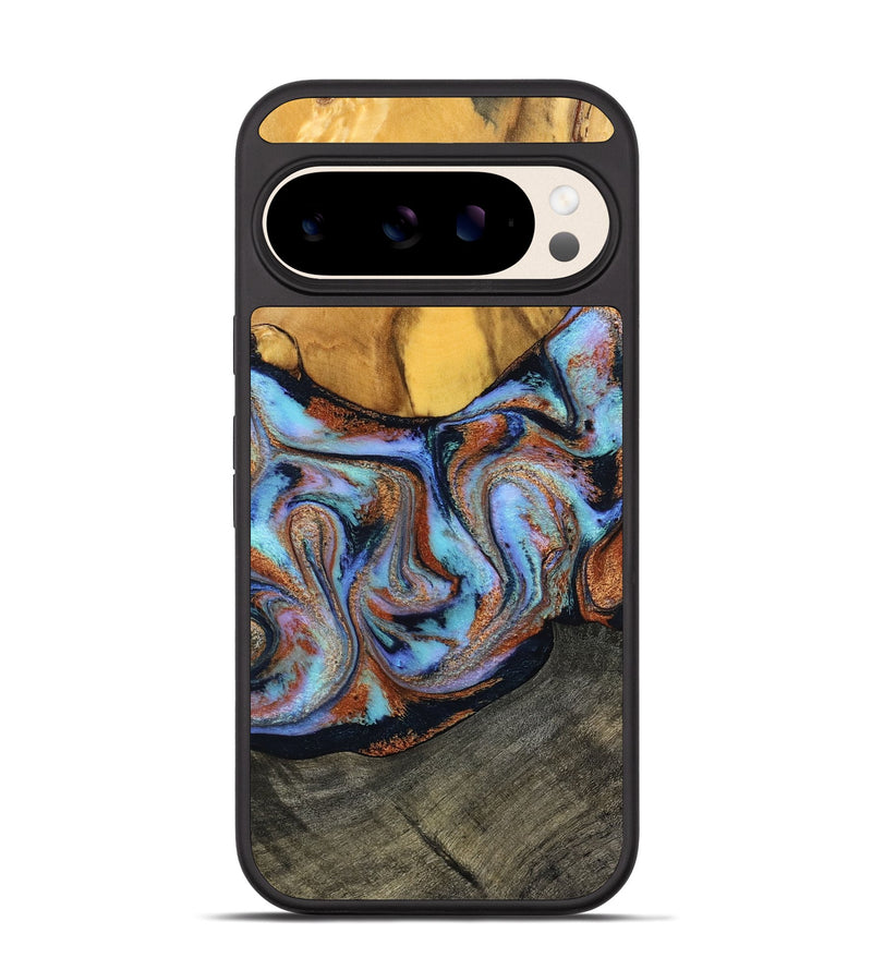 Pixel 10 Wood Phone Case - Devonte (Teal & Gold, 801456)