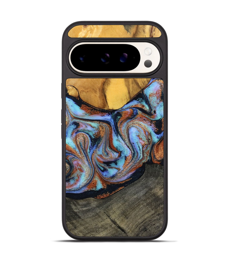 Pixel 9 Wood Phone Case - Devonte (Teal & Gold, 801456)
