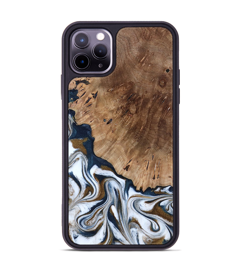 iPhone 11 Pro Max Wood Phone Case - Dash (Teal & Gold, 801457)