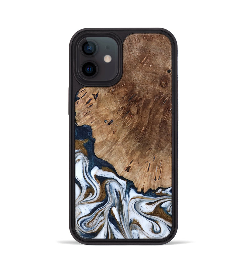 iPhone 12 Wood Phone Case - Dash (Teal & Gold, 801457)
