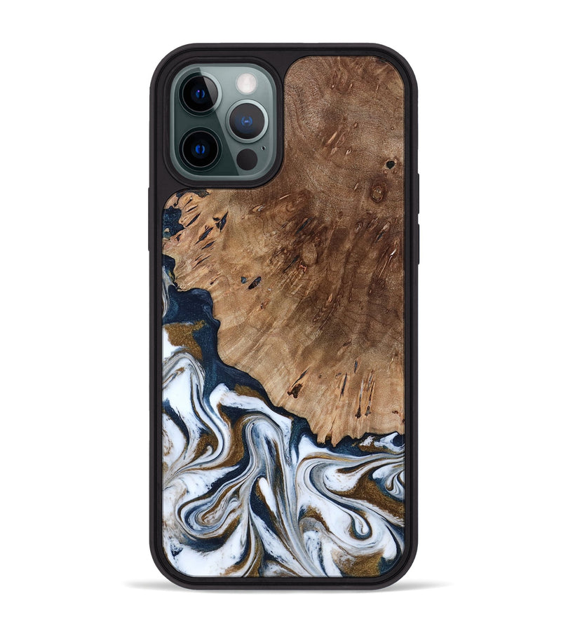 iPhone 12 Pro Max Wood Phone Case - Dash (Teal & Gold, 801457)