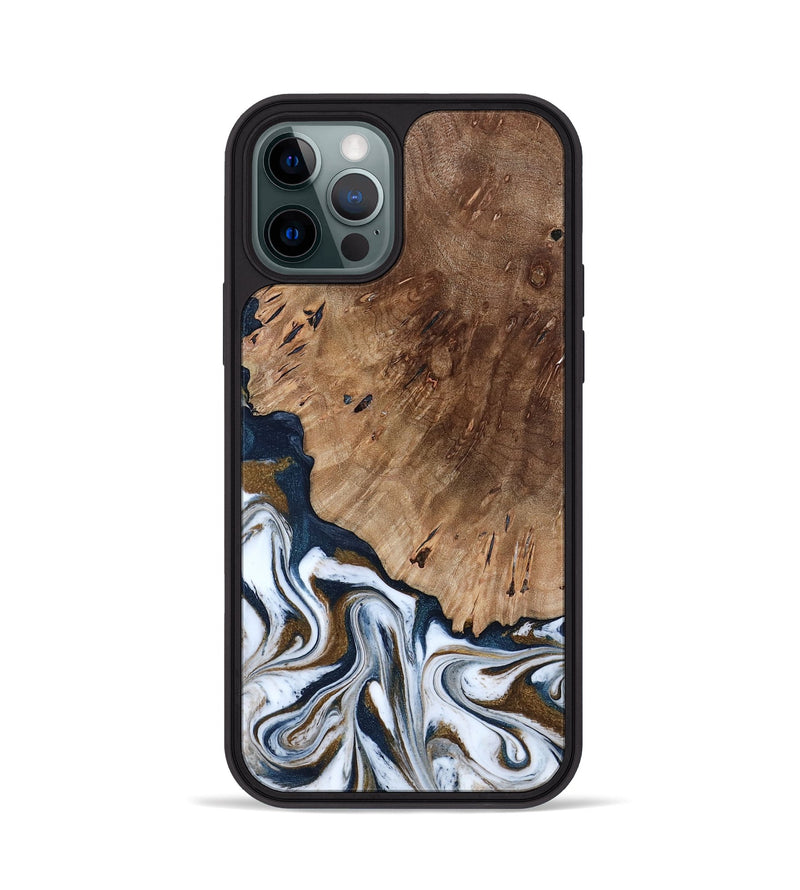 iPhone 12 Pro Wood Phone Case - Dash (Teal & Gold, 801457)