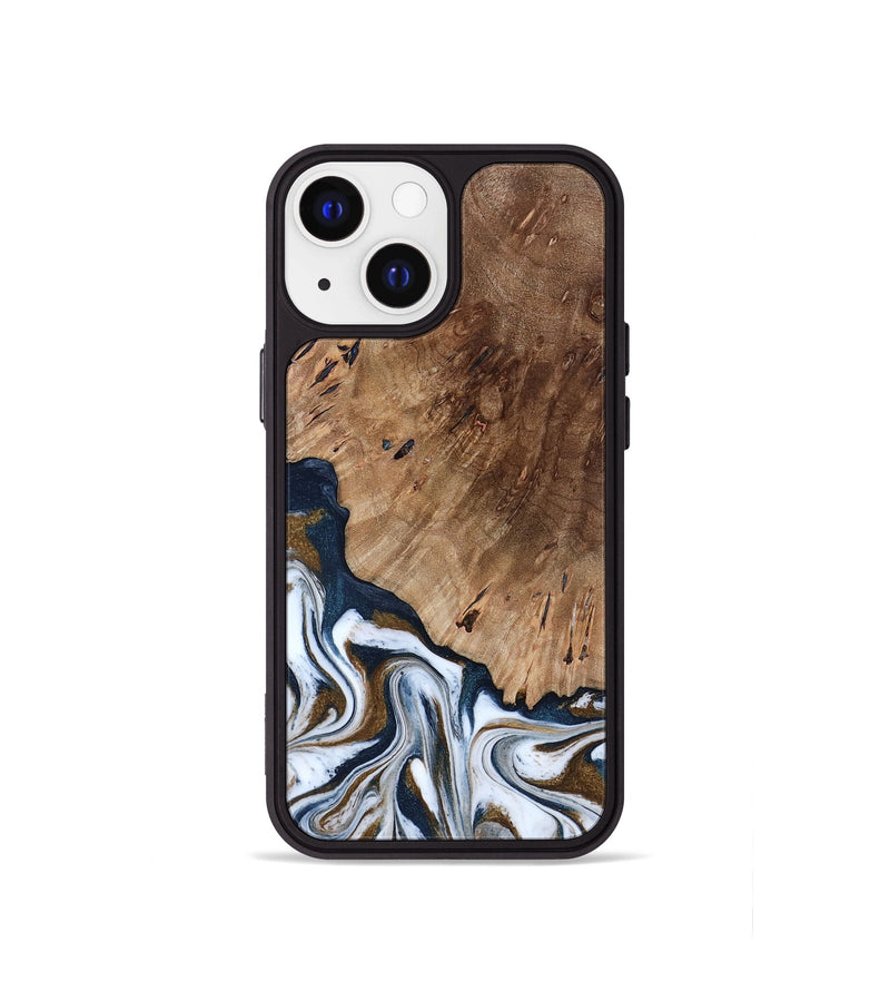 iPhone 13 mini Wood Phone Case - Dash (Teal & Gold, 801457)