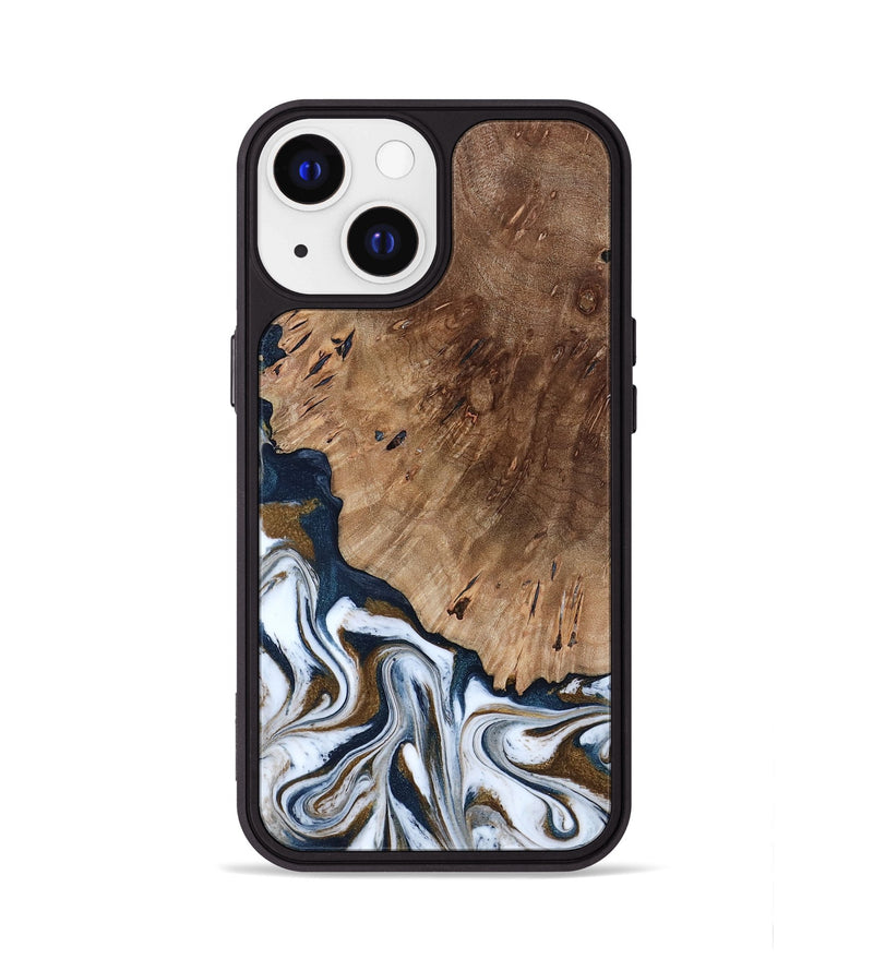 iPhone 13 Wood Phone Case - Dash (Teal & Gold, 801457)