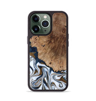 iPhone 13 Pro Wood Phone Case - Dash (Teal & Gold, 801457)