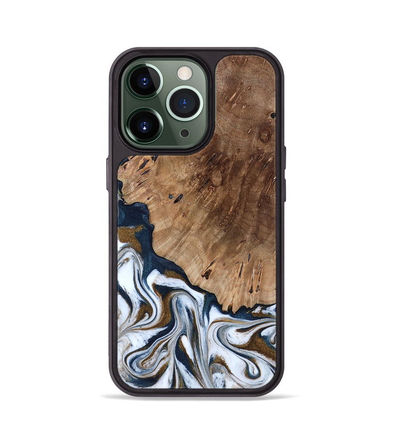 iPhone 13 Pro Wood Phone Case - Dash (Teal & Gold, 801457)