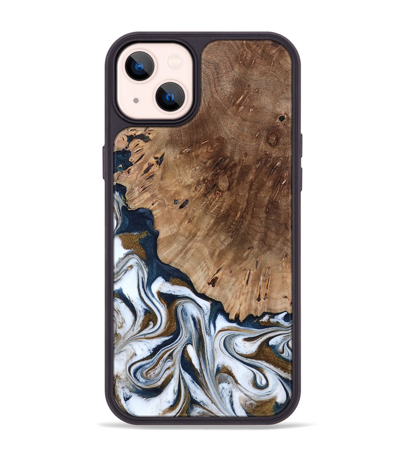 iPhone 14 Plus Wood Phone Case - Dash (Teal & Gold, 801457)