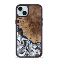 iPhone 15 Plus Wood Phone Case - Dash (Teal & Gold, 801457)