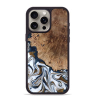 iPhone 15 Pro Max Wood Phone Case - Dash (Teal & Gold, 801457)