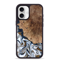 iPhone 16 Plus Wood Phone Case - Dash (Teal & Gold, 801457)