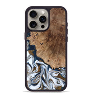 iPhone 16 Pro Max Wood Phone Case - Dash (Teal & Gold, 801457)