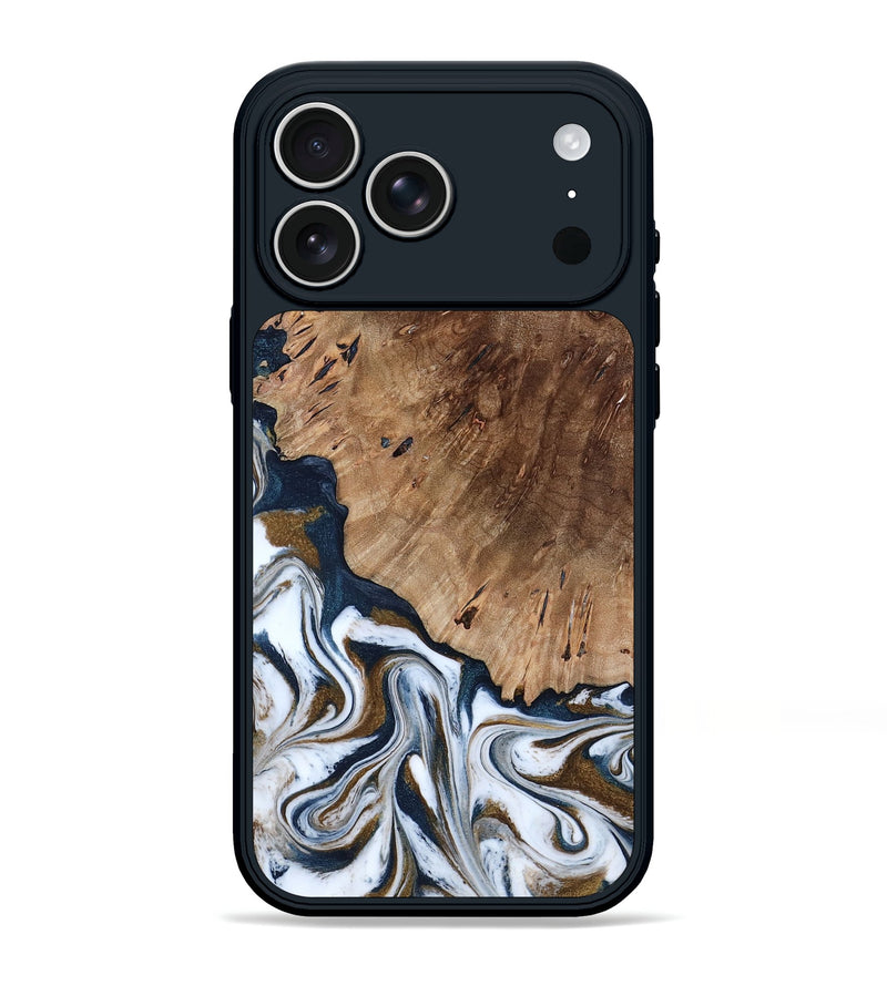 iPhone 17 Pro Max Wood Phone Case - Dash (Teal & Gold, 801457)