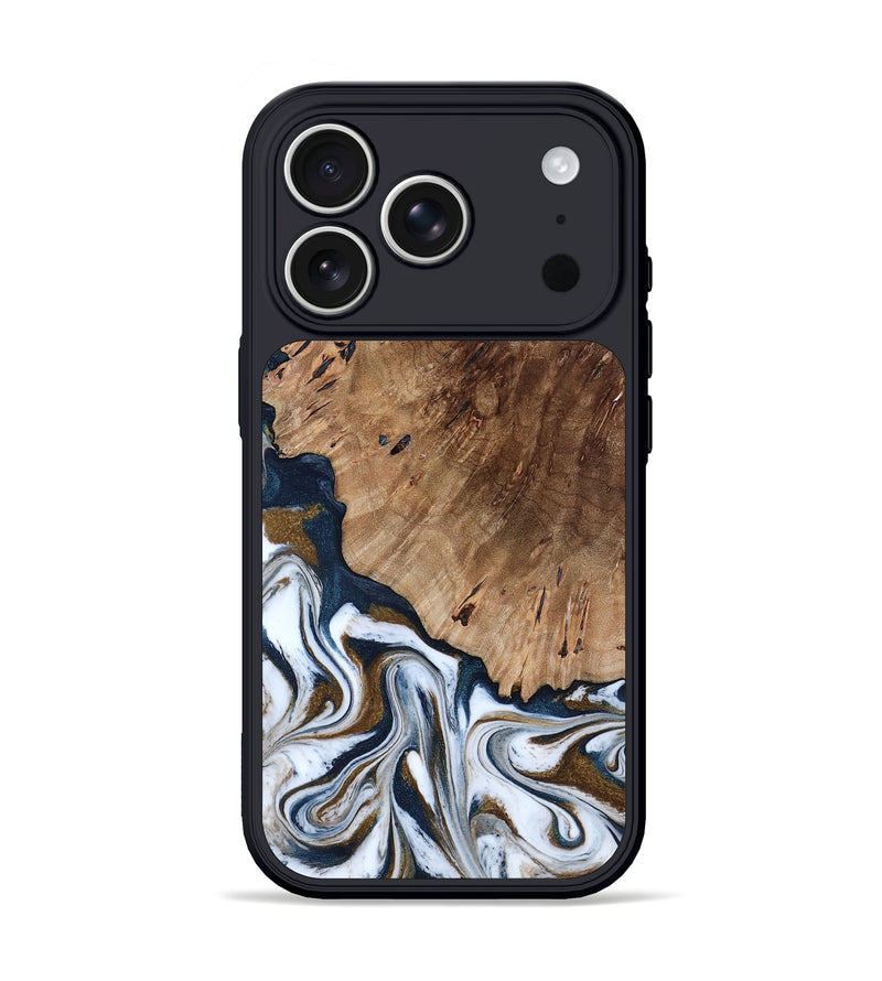 iPhone 17 Pro Wood Phone Case - Dash (Teal & Gold, 801457)