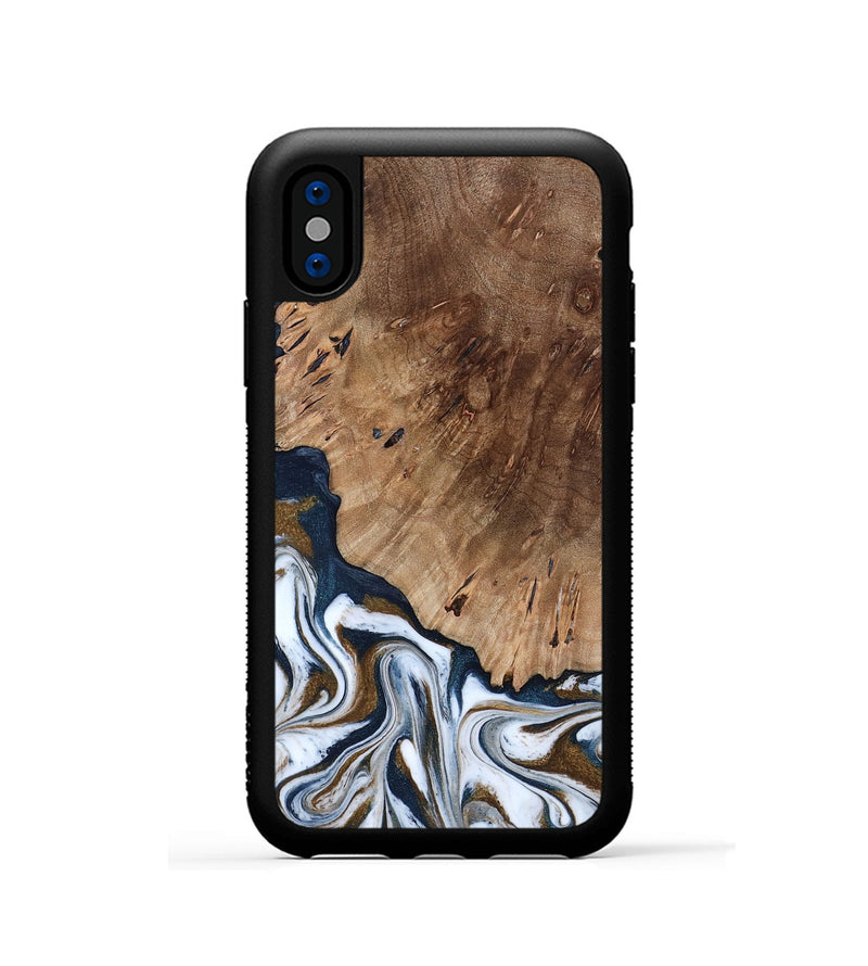 iPhone Xs Wood Phone Case - Dash (Teal & Gold, 801457)
