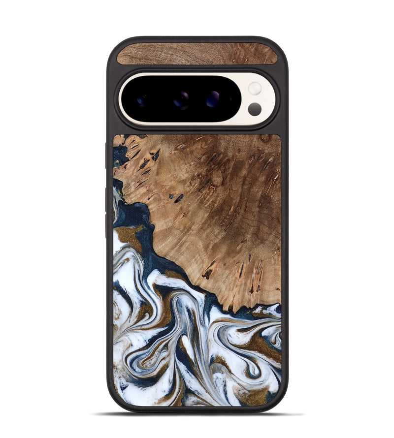 Pixel 9 Pro Wood Phone Case - Dash (Teal & Gold, 801457)