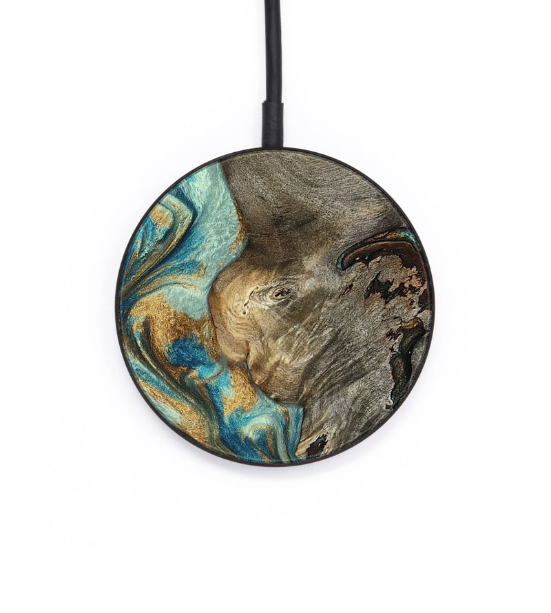 Circle Wood Wireless Charger - Leota (Teal & Gold, 801458)