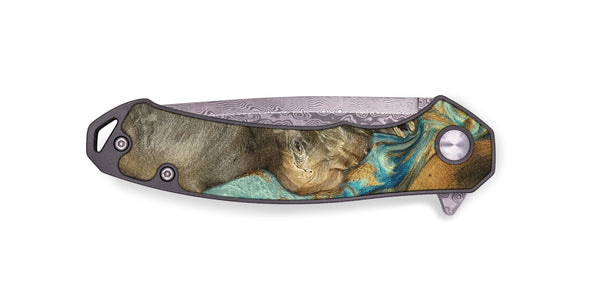 EDC Wood Pocket Knife - Leota (Teal & Gold, 801458)