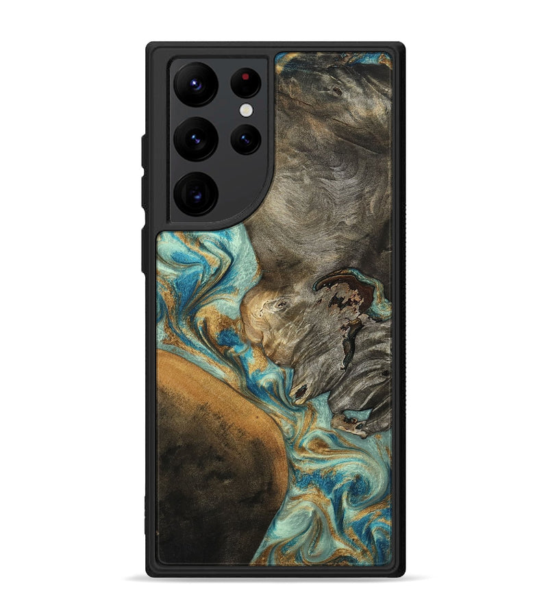 Galaxy S22 Ultra Wood Phone Case - Leota (Teal & Gold, 801458)