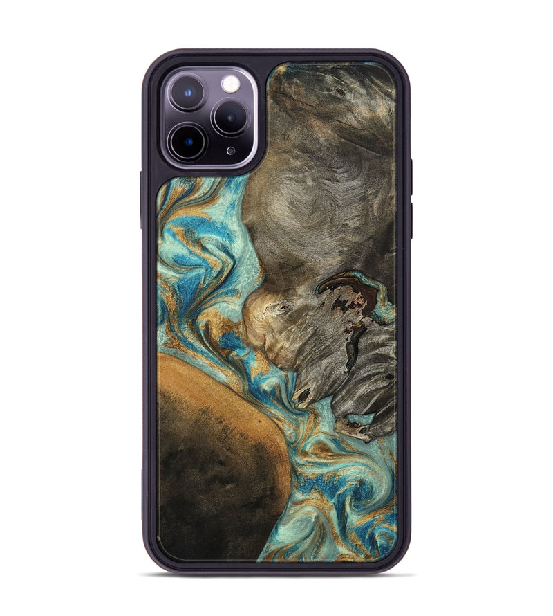 iPhone 11 Pro Max Wood Phone Case - Leota (Teal & Gold, 801458)