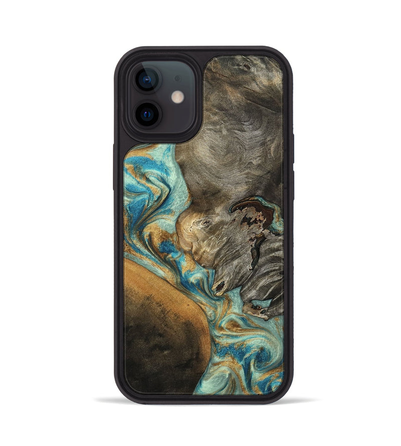 iPhone 12 Wood Phone Case - Leota (Teal & Gold, 801458)