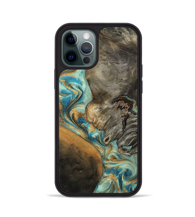 iPhone 12 Pro Wood Phone Case - Leota (Teal & Gold, 801458)