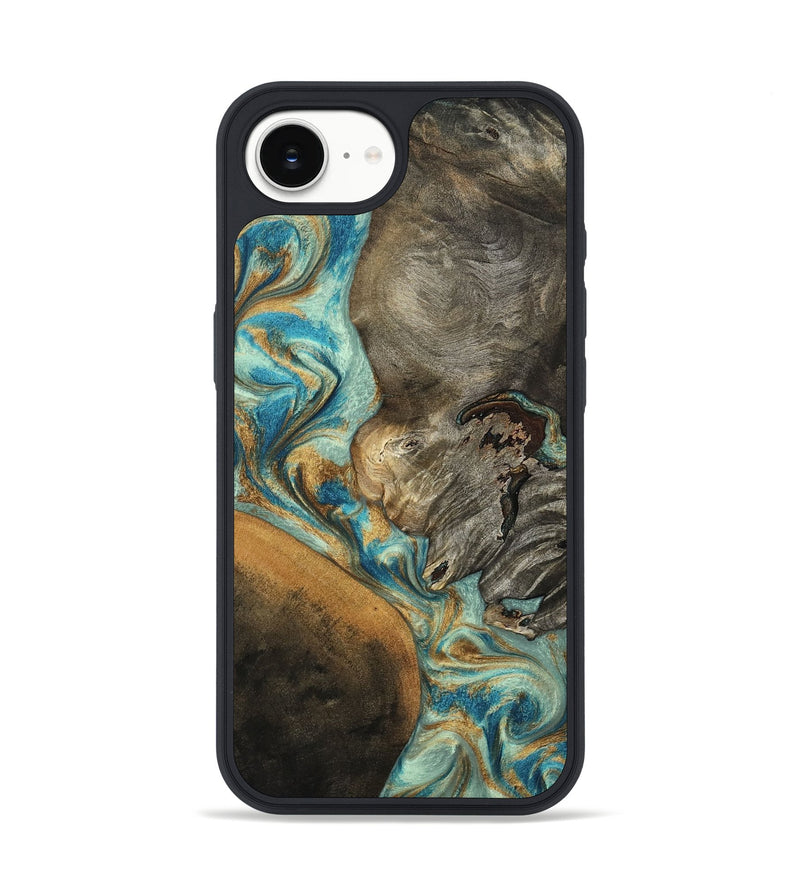 iPhone 16e Wood Phone Case - Leota (Teal & Gold, 801458)